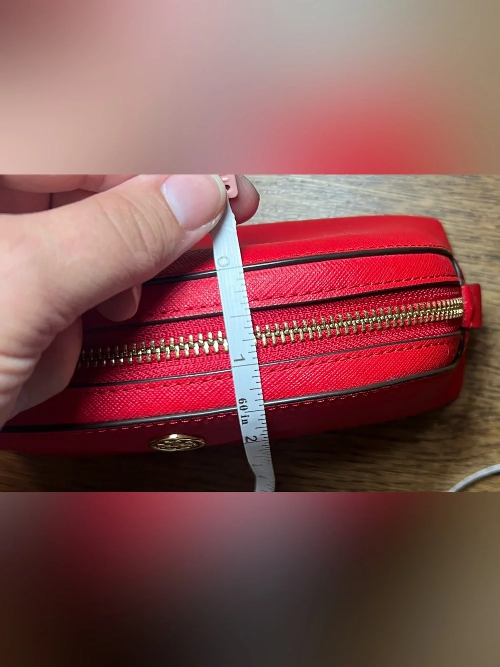 Tory Burch Robinson Small Makeup Bag in Brilliant Red